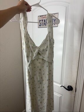 Copper Key Cream Floral Tie-Front Sundress with Yellow and Blue Accents